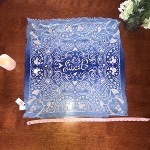 “Sweet” Minnie Mouse Disney Parks Blue Scarf 24x24